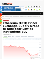 Ethereum (ETH) Price: Exchange Supply Drops to Nine-Year Low as Institutions Buy - The Crypto News Wire