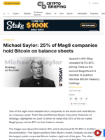 Michael Saylor: 25% of Mag8 companies hold Bitcoin on balance sheets