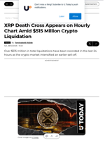 XRP Death Cross Appears on Hourly Chart Amid $515 Million Crypto Liquidation - U.Today