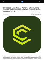 Cryptosolo Launches AI-Powered Cloud Mining Platform for Secure and Profitable Passive Bitcoin Income in 2025 - Visionary Financial