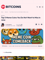 Top 5 Meme Coins You Do Not Want to Miss in June - 99Bitcoins