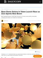 Base Slams Solana in Token Launch Race as Zora Sparks New Boom - DailyCoin