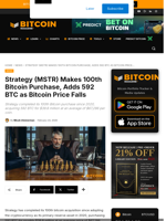 Strategy (MSTR) Makes 100th Bitcoin Purchase, Adds 592 BTC