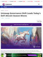 Uniswap Governance Shift Leads Today’s DeFi Altcoin Season