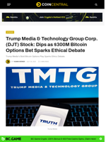 Trump Media & Technology Group Corp. (DJT) Stock: Dips as $300M Bitcoin Options Bet Sparks Ethical Debate