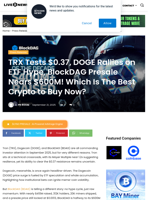 TRX Tests $0.37, DOGE Rallies on ETF Hype, BlockDAG Presale Nears $600M! Which Is The Best Crypto to Buy Now? | Live Bitcoin News