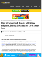 Bitget Introduces Bank Deposits with Callpay Integration, Enabling ZAR Access for South African Users