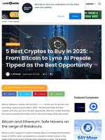 5 Best Cryptos to Buy in 2025: From Bitcoin to Lyno AI Presale Tipped as the Best Opportunity | Live Bitcoin News