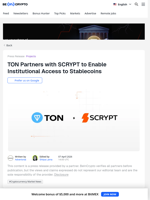 SCRYPT to Provide Institutional USDT Access on TON