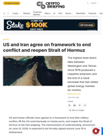US and Iran agree on framework to end conflict and reopen Strait of Hormuz