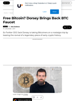 Free Bitcoin? Dorsey Brings Back BTC Faucet - U.Today