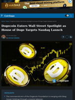 Dogecoin Enters Wall Street Spotlight as House of Doge Targets Nasdaq Launch