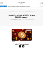 Bitcoin Price Crash: Will BTC Sink to $86,707 Support?