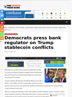 Democrats press bank regulator on Trump stablecoin conflicts - The Crypto News Wire