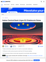 Italian Central Bank Urges EU Stablecoin Rules - BeInCrypto
