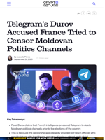 Telegram's Durov Accused France Tried to Censor Moldovan Politics Channels