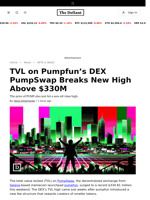 TVL on Pumpfun’s DEX PumpSwap Breaks New High Above $330M - 