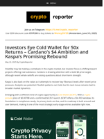 Investors Eye Cold Wallet’s 50x Potential - More on ADA $4 Target, KAS Rebound