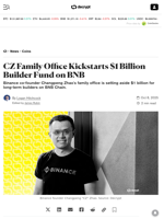 CZ Family Office Kickstarts $1 Billion Builder Fund on BNB - Decrypt
