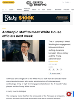 Anthropic staff to meet White House officials next week