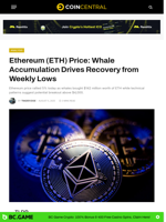Ethereum (ETH) Price: Whale Accumulation Drives Recovery from Weekly Lows - CoinCentral