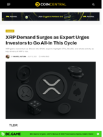 XRP Demand Surges as Expert Urges Investors to Go All-In This Cycle - CoinCentral