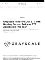 Grayscale Files for $DOT ETF with Nasdaq, Second Polkadot ETF Application This Year - 