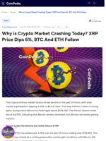 Why is Crypto Market Crashing Today? XRP Price Dips 6%, BTC And ETH Follow
