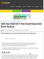$60K Then $500K BTC? Peter Brandt Reveals Bold Bitcoin Roadmap