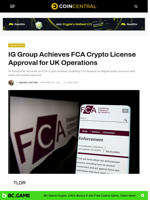 IG Group Achieves FCA Crypto License Approval for UK Operations - CoinCentral
