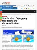 Stablecoins: Depegging, fraudsters and decentralization - The Crypto News Wire