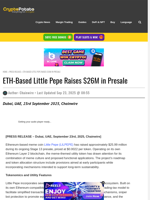 ETH-Based Little Pepe Raises $26M in Presale