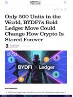Only 500 Units in the World, BYDFi’s Bold Ledger Move Could Change How Crypto Is Stored Forever