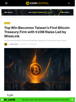 Top Win Becomes Taiwan’s First Bitcoin Treasury Firm with $10M Raise Led by WiseLink