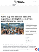 World Cup final between Spain and Argentina is driving billions in crypto prediction market volume