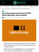 Berachain Approves Massive RFRV Batch With New Vaults Added - Crypto News Flash