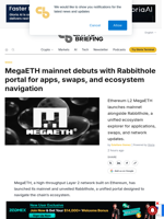 MegaETH mainnet debuts with Rabbithole portal for apps, swaps, and ecosystem navigation