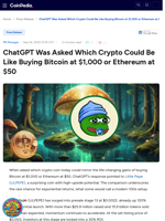 ChatGPT Was Asked Which Crypto Could Be Like Buying Bitcoin at $1,000 or Ethereum at $50