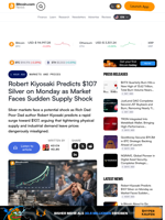 Robert Kiyosaki Predicts $107 Silver on Monday as Market Faces Sudden Supply Shock – Markets and Prices Bitcoin News