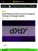 DeFi Platform dYdX To Launch Telegram Trading in Strategic Update