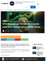 ETH Bleeds as TOTALES Cracks and BTC Dominance Rolls Over | Live Bitcoin News