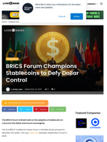 BRICS Forum Champions Stablecoins to Defy Dollar Control | Live Bitcoin News