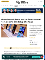 Global smartphone market faces record 14% decline amid chip shortage