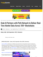 Ozak AI Partners with Pyth Network to Deliver Real-Time Market Data Across 100+ Blockchains