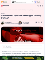 Is Avalanche Crypto The Next Crypto Treasury Darling? - 99Bitcoins