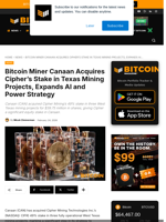 Bitcoin Miner Canaan Buys Cipher’s Texas Stake, Boosts AI Plans