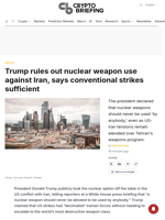 Trump rules out nuclear weapon use against Iran, says conventional strikes sufficient