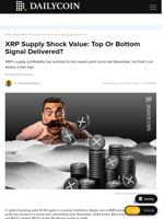 XRP Supply Shock Value: Top Or Bottom Signal Delivered? - DailyCoin