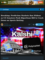 Breaking: Prediction Markets Ban Widens as US Senators Push Bipartisan Bill on Sports Betting