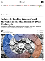 Stablecoin Trading Volume Could Skyrocket to $1.5 Quadrillion by 2035: Chainalysis - Decrypt